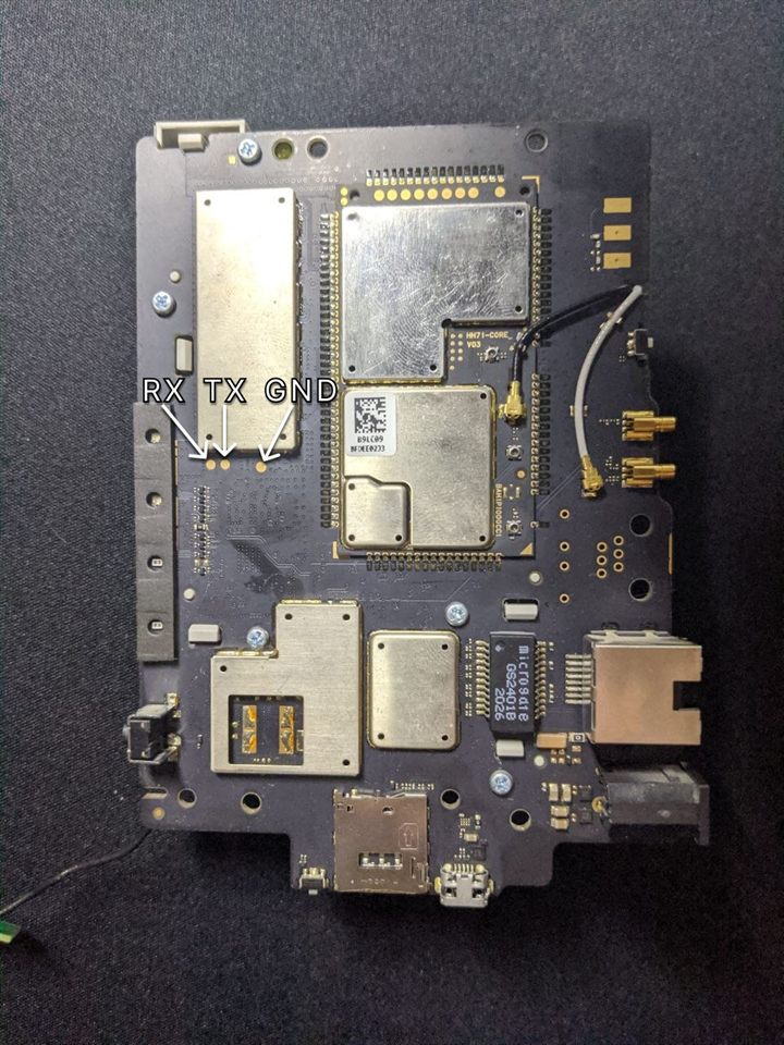Realtek-side UART pinout: RX, TX, GND